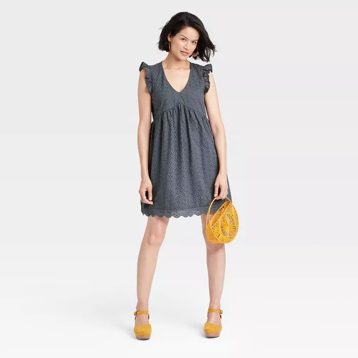 Women's Flutter Short Sleeve Eyelet Dress - Knox Rose™ | Target