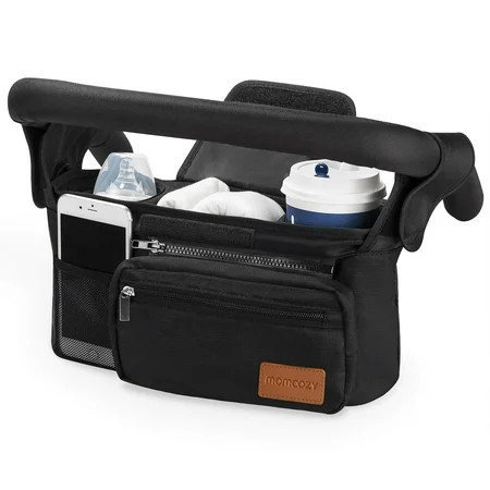 Momcozy Universal Stroller Organizer with Insulated Cup Holder & Shoulder Strap, Black | Walmart (US)