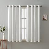 Deconovo Textured White Faux Linen Curtains Durable Grommet Top Drapes for Dining Room, 52x84 Inch | Amazon (US)