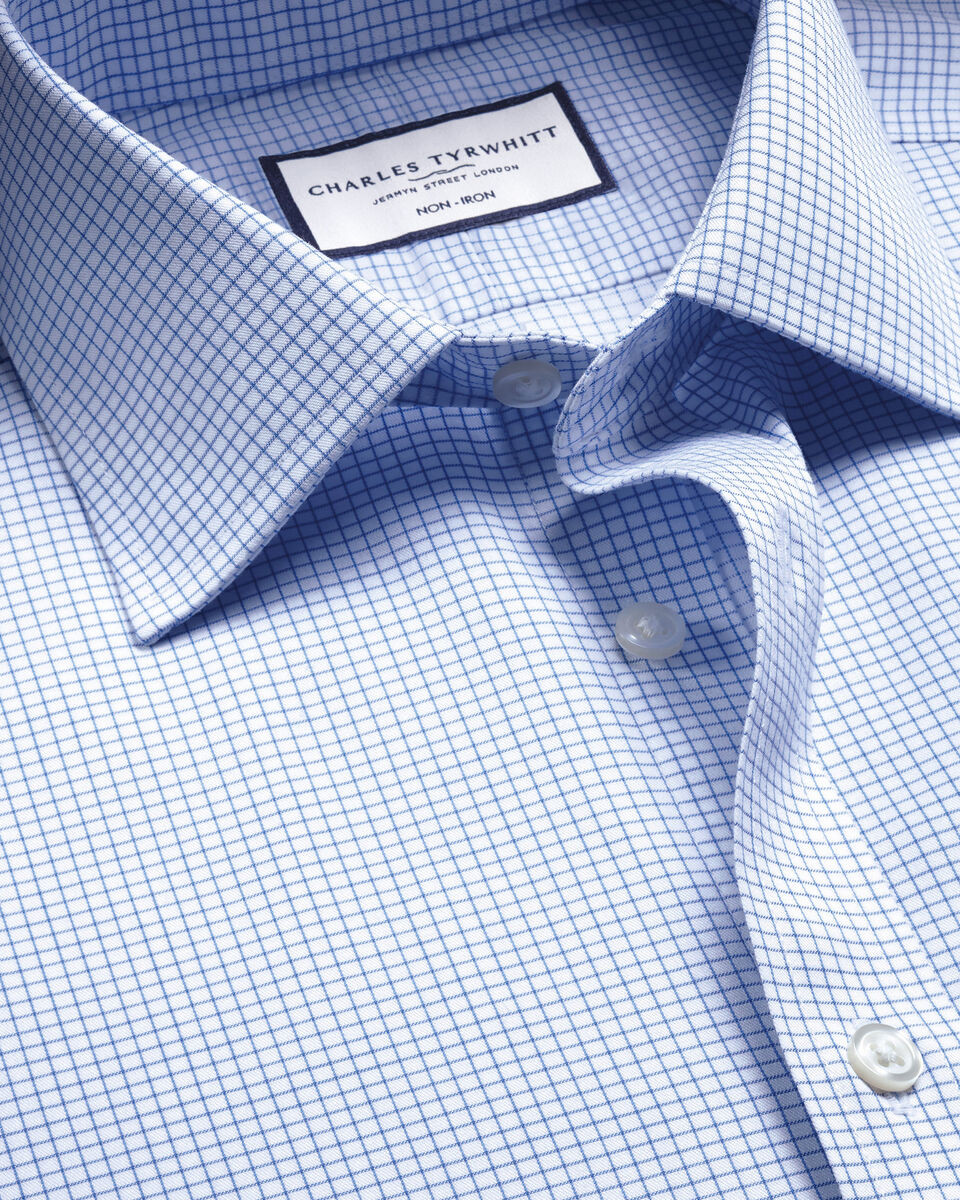 Non-Iron Twill Check Shirt - Cornflower Blue | Charles Tyrwhitt