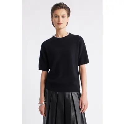 Nordstrom Short Sleeve Cashmere Sweater in Yellow Pale at Nordstrom, Size Xx-Small | Nordstrom