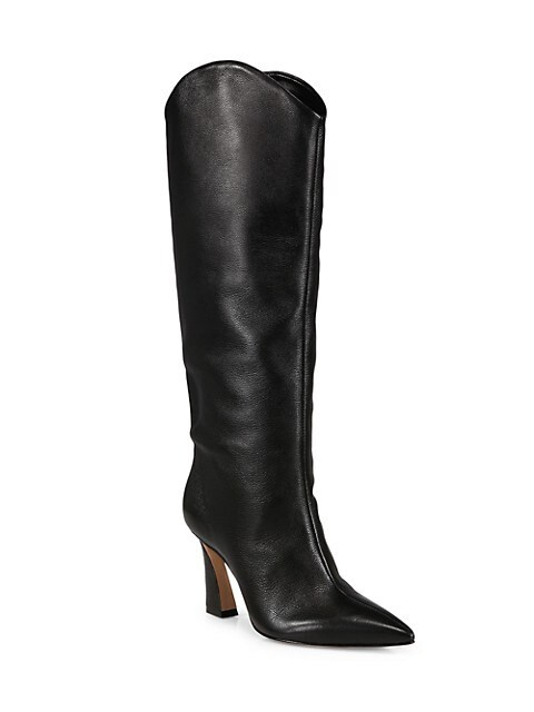 Maryana Stack Flare Leather Boots | Saks Fifth Avenue