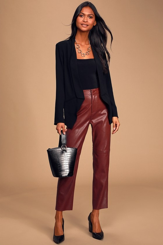 Open Minded Burgundy Vegan Leather Pants | Lulus