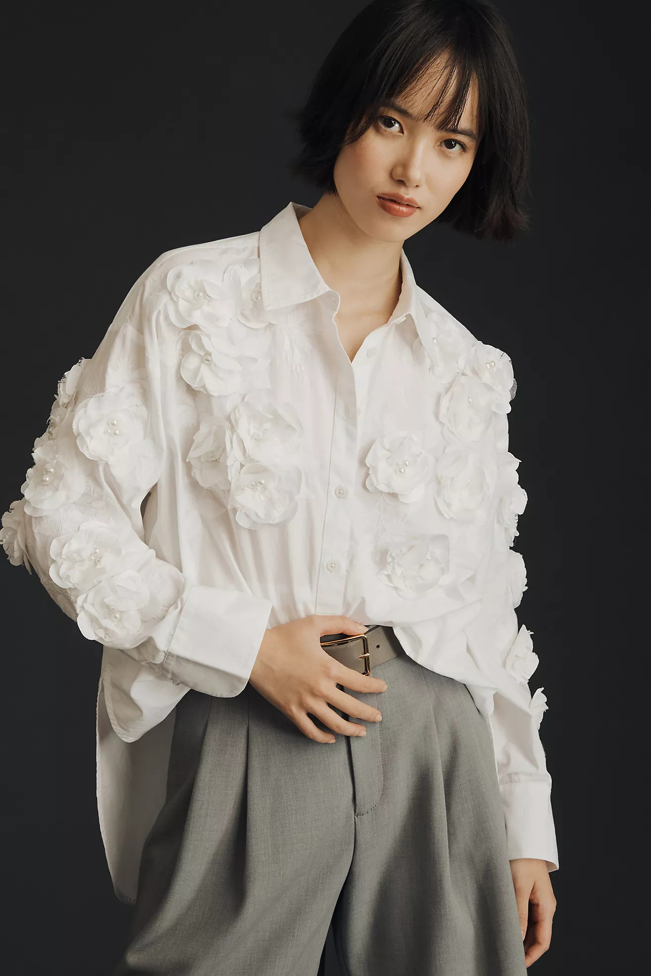 The Bennet Buttondown Shirt by Maeve: Floral Appliqué Edition | Anthropologie (US)