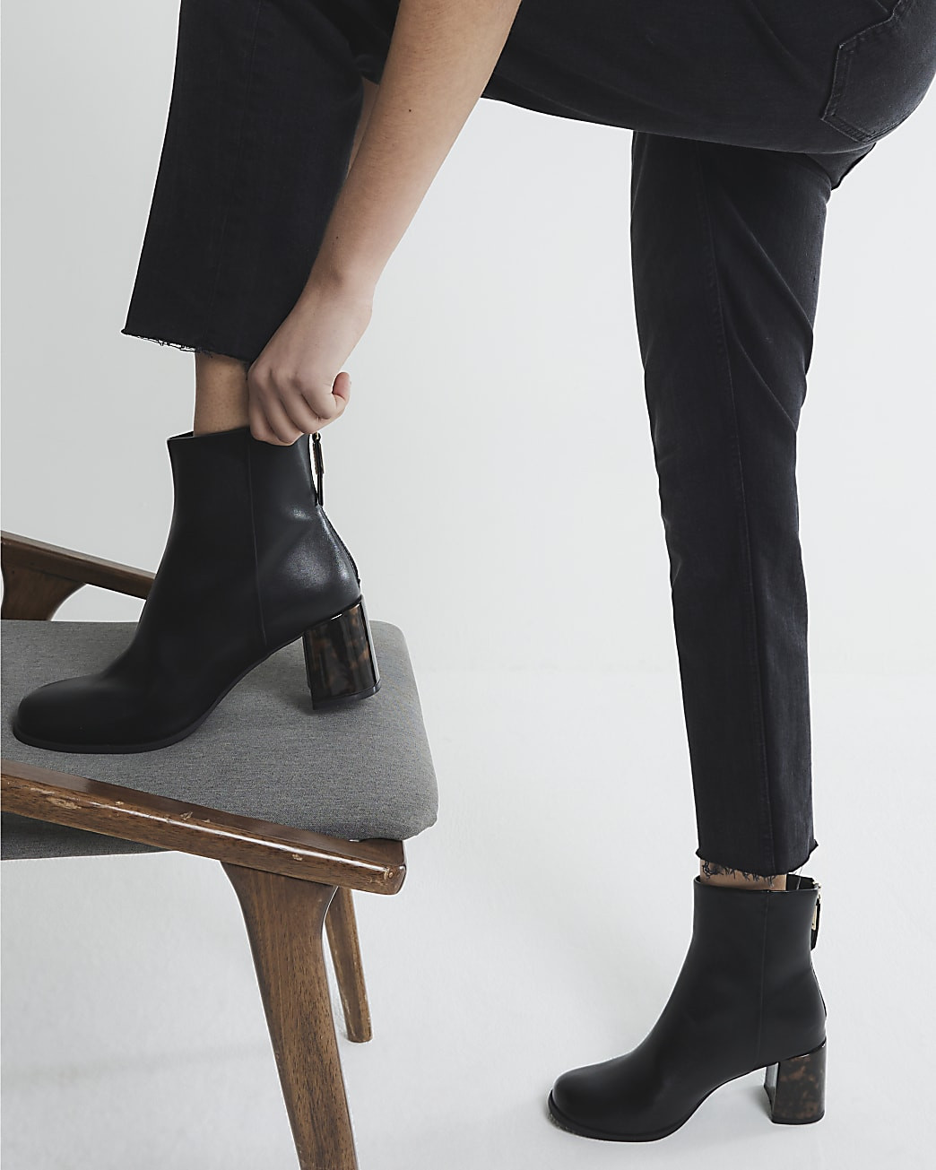 Black block heeled ankle boots | River Island UK & IE