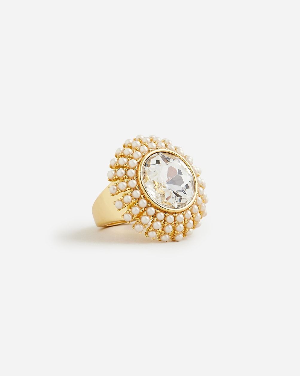 Pearl and crystal cocktail ring | J.Crew US