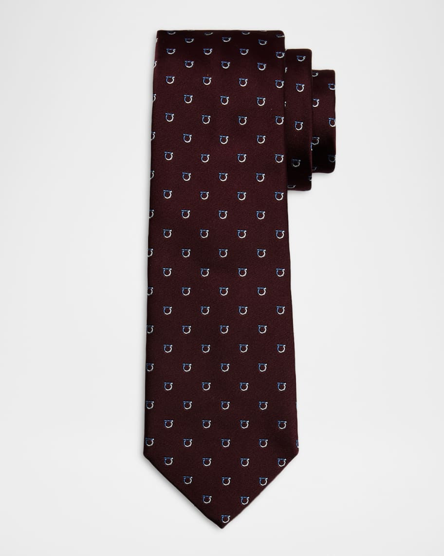 Ferragamo Men's Bicolor Gancini Jacquard Silk Tie | Neiman Marcus