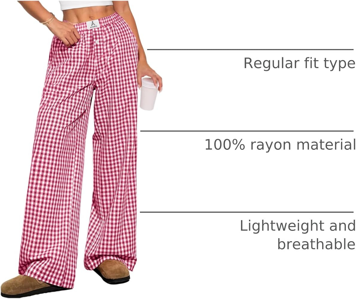 ANRABESS Womens Striped Gingham Pants 2026 Pajama Lounge Boxer Pants Cute Comfy PJ Bottoms with P... | Amazon (US)