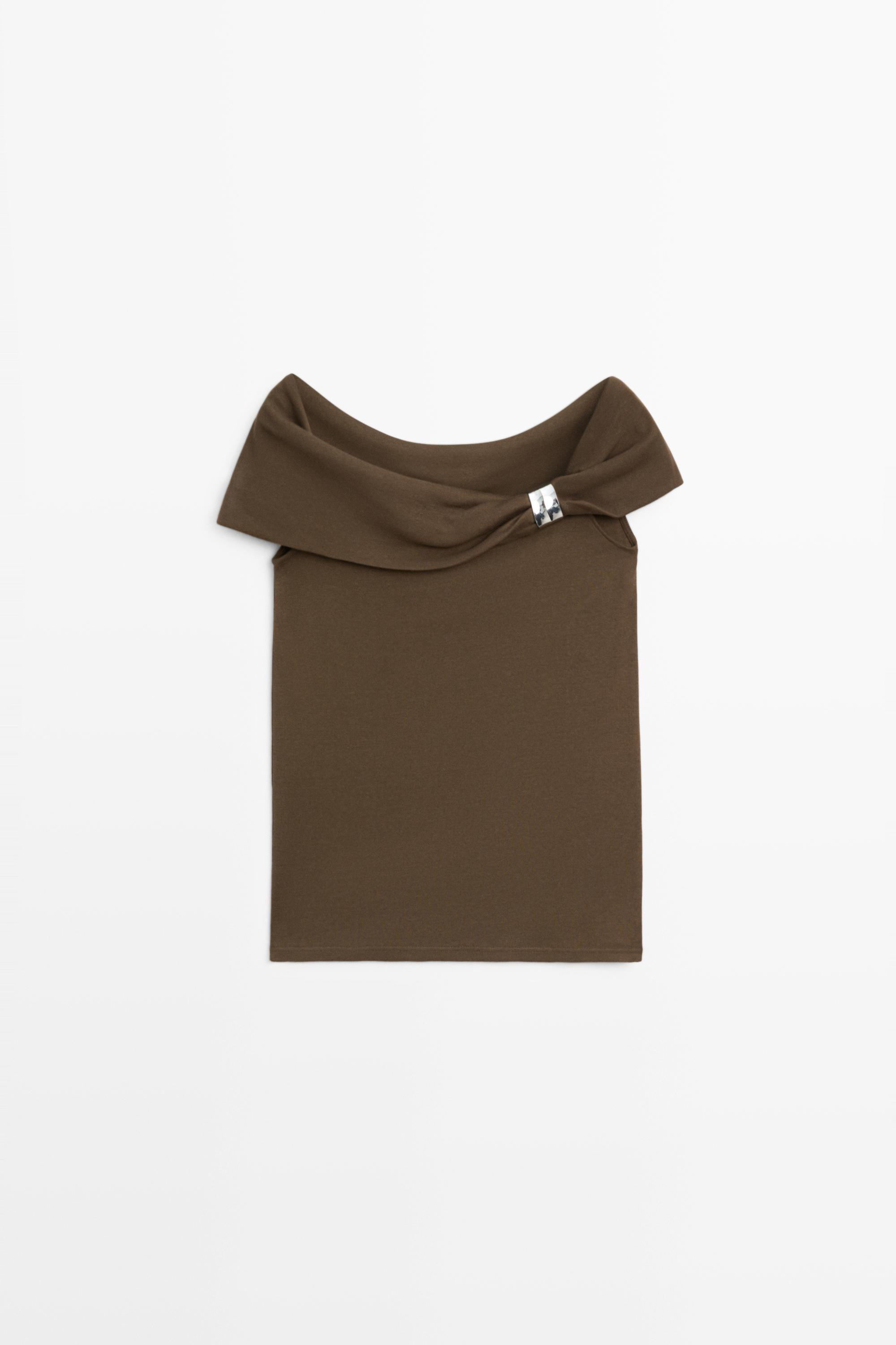 Off-the-shoulder top with jewel detail | Massimo Dutti US