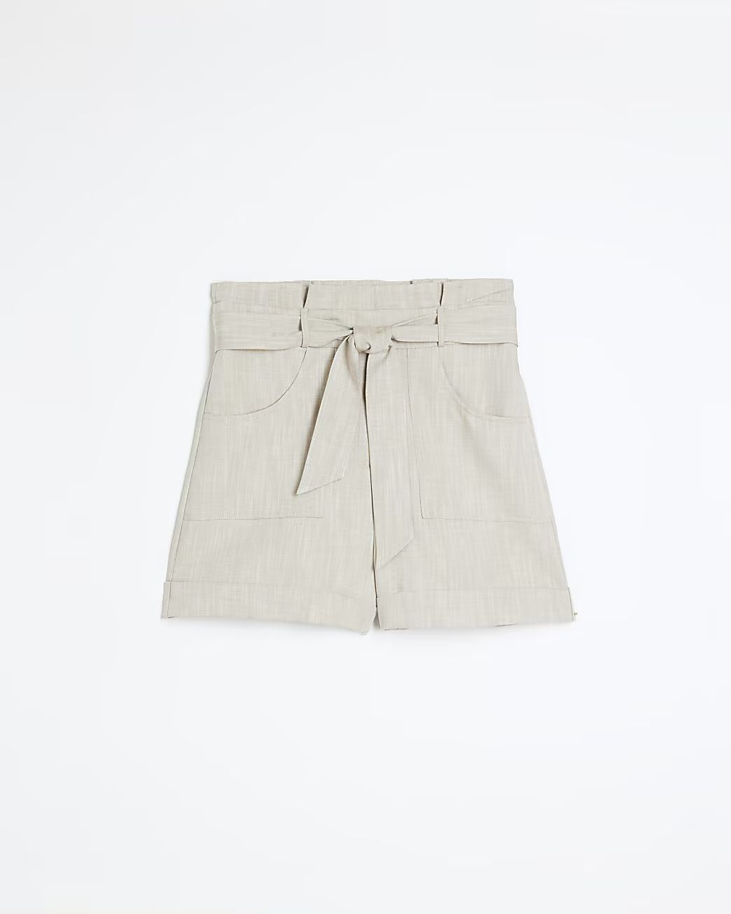 Beige tie front shorts | River Island (UK & IE)