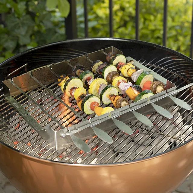 Easy-to-Flip BBQ Skewer Rack | UncommonGoods