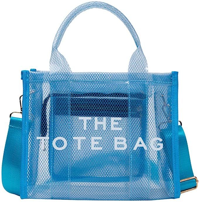 Clear Tote Bag for Women, Plastic Tote Bag Crossbody Beach Bag PVC Travel Bag for Sports Fan Game... | Amazon (US)