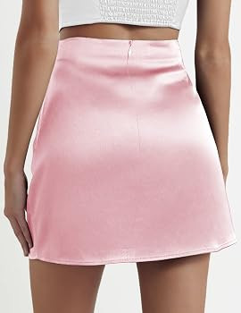 Zeagoo Women's Mini Skirts Casual High Waisted Stain Silk A-Line Zipper Summer Short Skirt Party ... | Amazon (US)