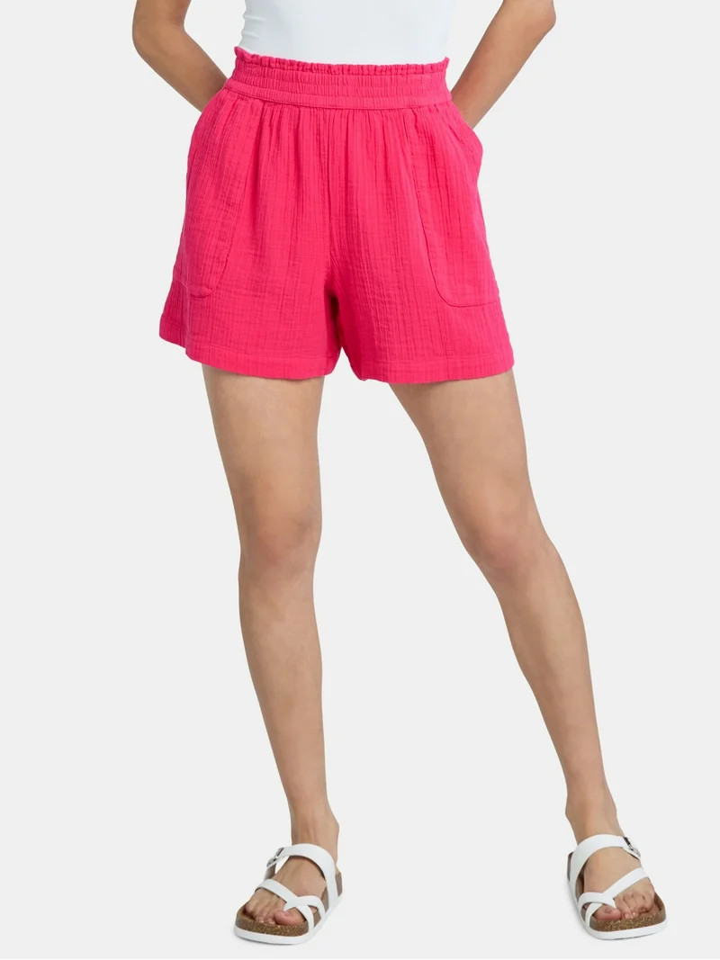 Time and Tru Women's Double Cloth Cotton Shorts, Sizes XS-XXXL | Walmart (US)