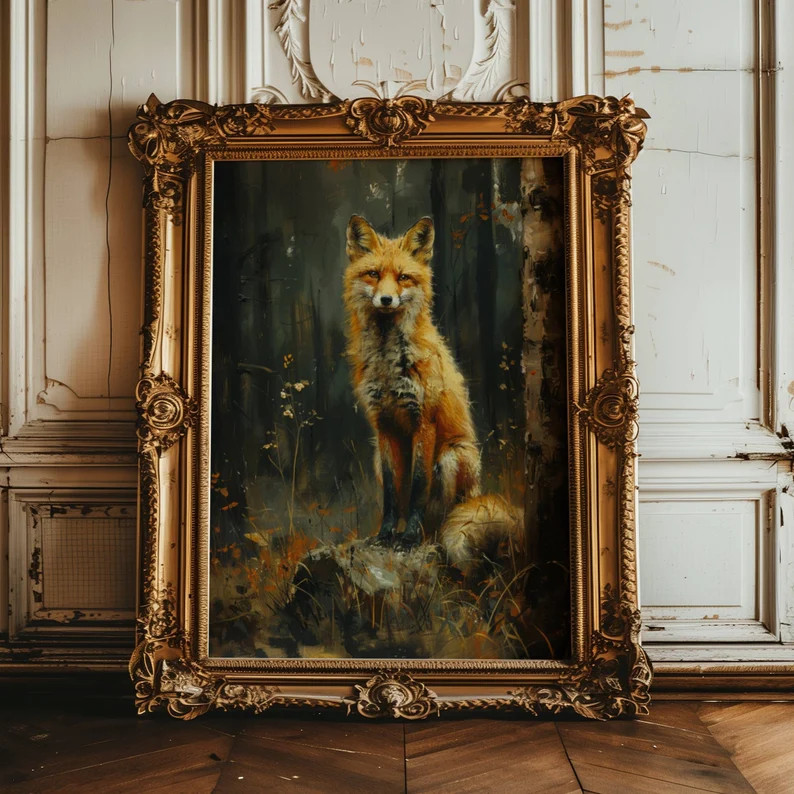 Vintage Fox Print, Fox Wall Art, Dark Cottagecore Decor, Woodland Animals, Fox Decor, Fox Art, Da... | Etsy (US)