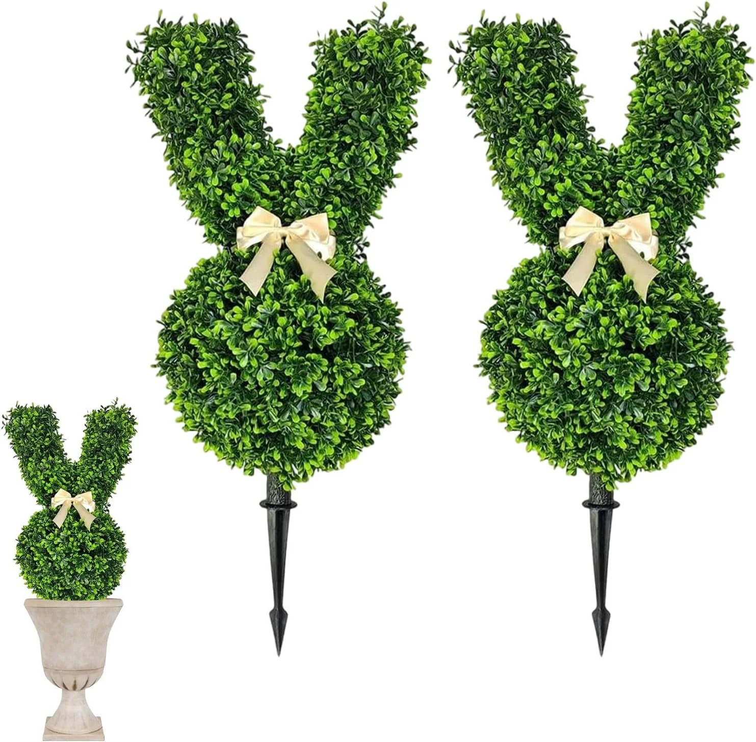 AHeartcove Set of 2 Easter Bunny Topiary Tree – Premium Artificial Rabbit Topiary for Outdoor I... | Walmart (US)