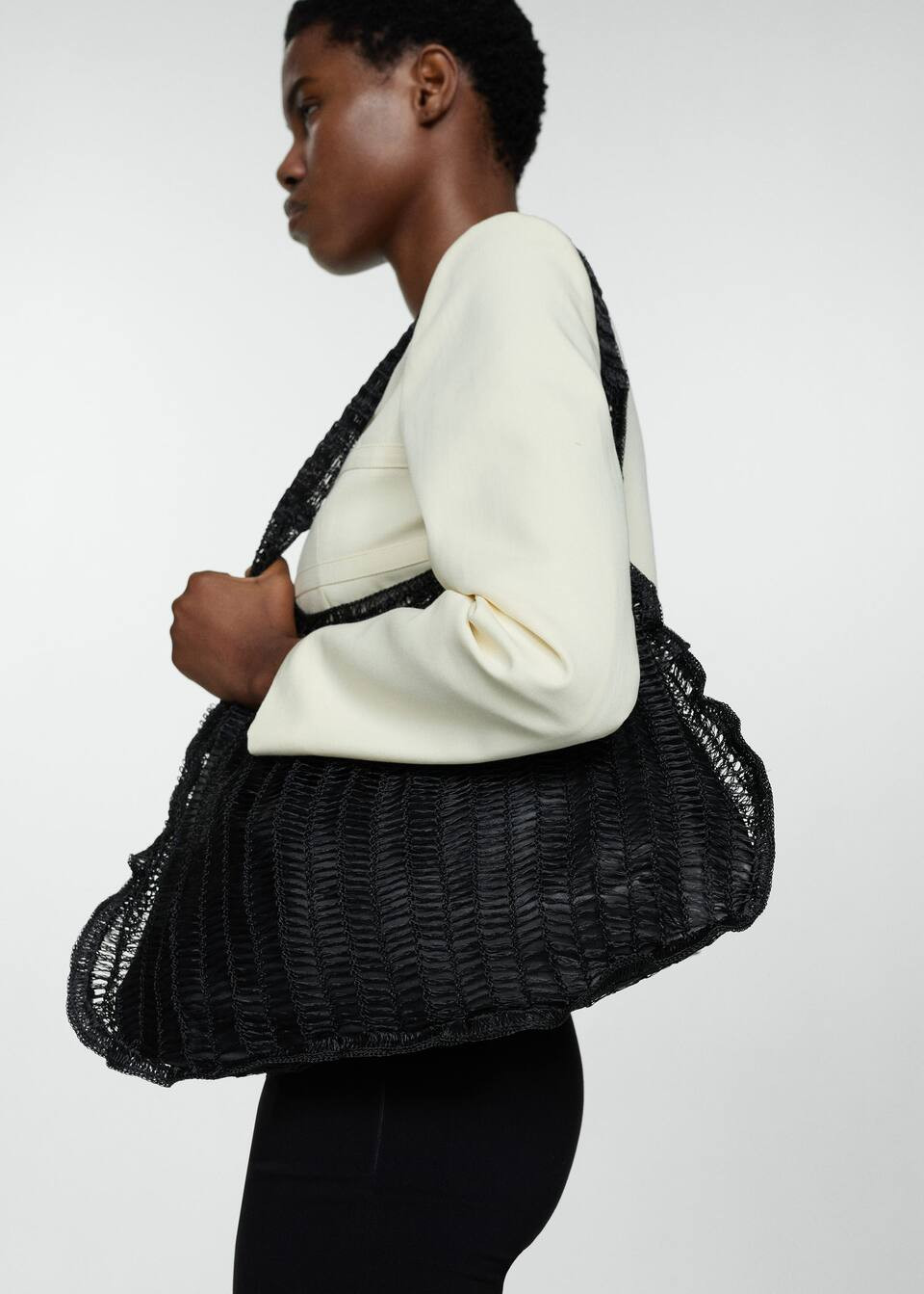 Mesh pattern shopper bag -  Women | Mango USA | MANGO (US)