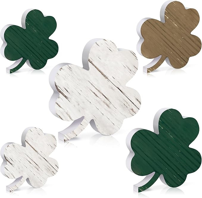 Yousoontic 5 Pcs St. Patrick's Day Table Wooden Signs Vintage Shamrock Decorations Irish Tiered T... | Amazon (US)