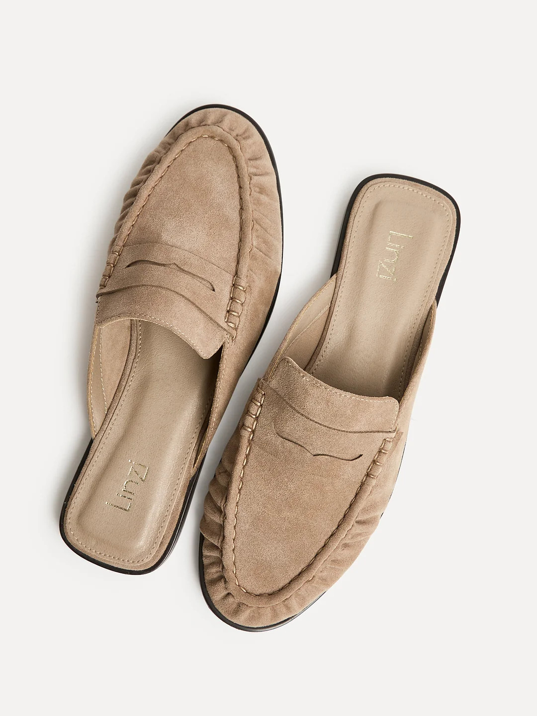 Intro Taupe Suede Leather Slip On Mules | Linzi Shoes