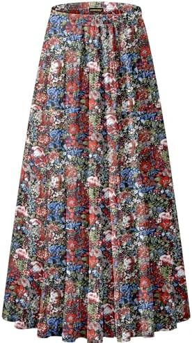 NASHALYLY Women's Chiffon Elastic High Waist Pleated A-Line Flared Maxi Skirts | Amazon (US)