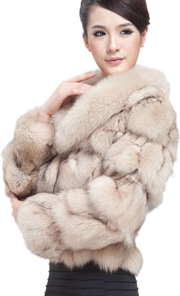 Fur Story Women's Genuine Fox Fur Coat Thick Warm Fur Jacket Winter coat | Amazon (US)