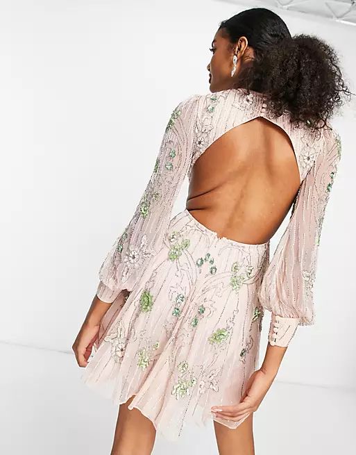 ASOS EDITION floral embellished mini dress with cut out back | ASOS (Global)