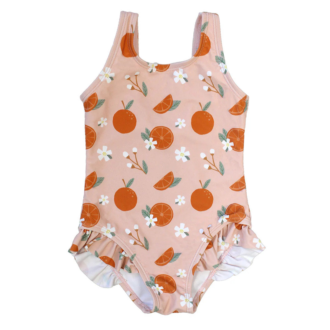 Freshly Squeezed Ruffle Leg One Piece Girls Swimsuit | Emerson and Friends