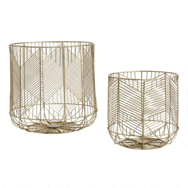 Gold Wire Geometric Reese Basket | World Market