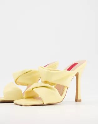 London Rebel padded twist mules in yellow | ASOS (Global)