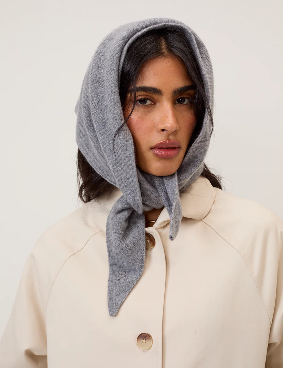 Grey Knitted Triangle Scarf | Nobody's Child