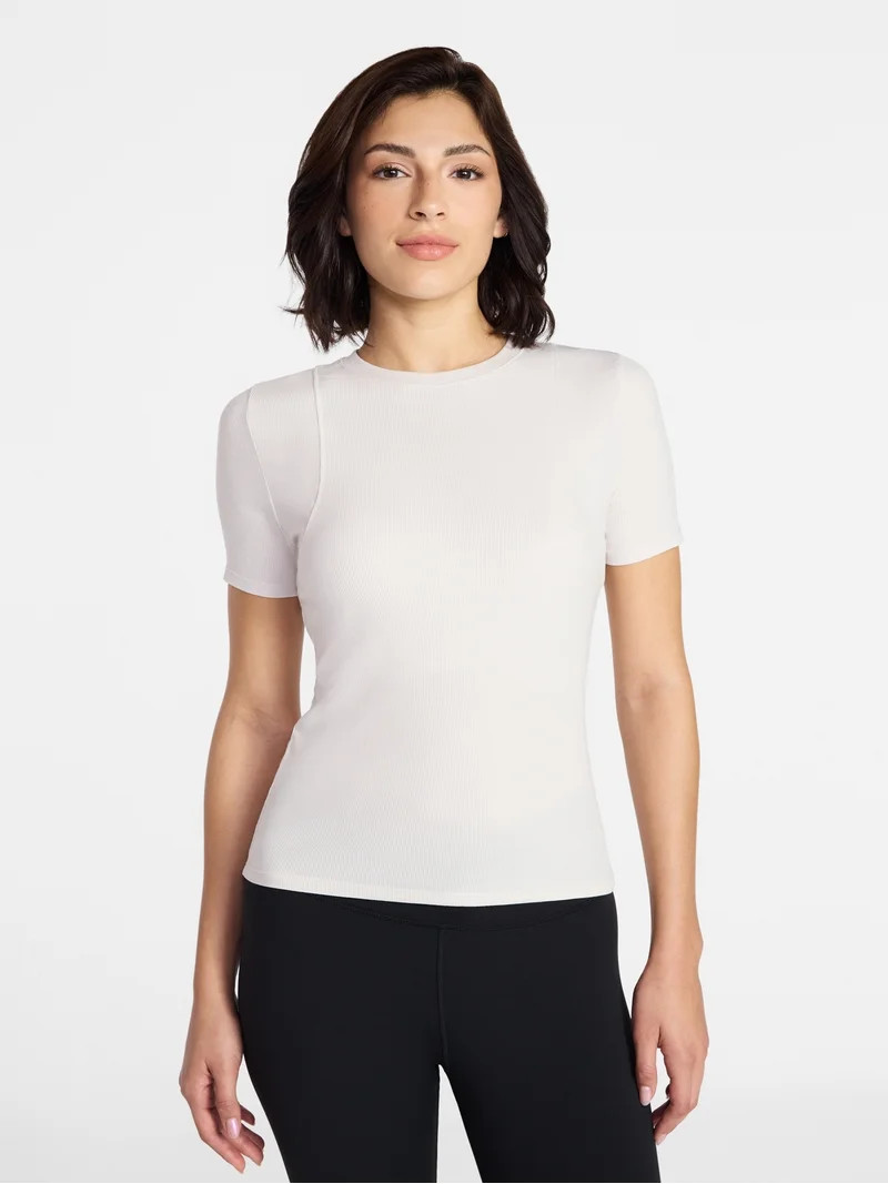 Avia Women's Ribbed T-Shirt with Short Sleeves, Sizes XS-XXXL | Walmart (US)