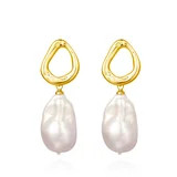 YAMI 9-10mm Baroque Freshwater White Pearl Drop Earrings for Women, 925 Sterling Silver Cultured ... | Walmart (US)