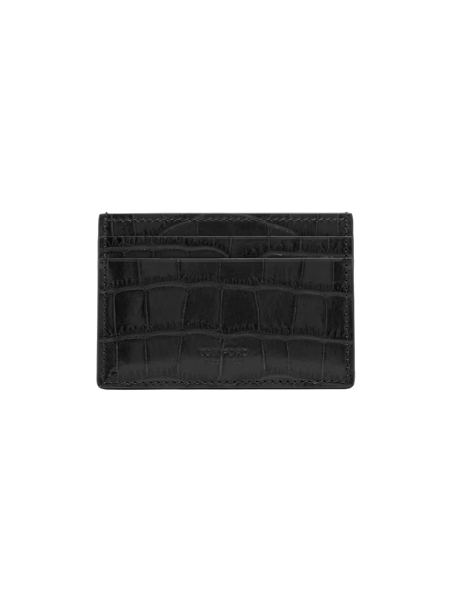 Croc-Embossed Leather Card Holder | Saks Fifth Avenue