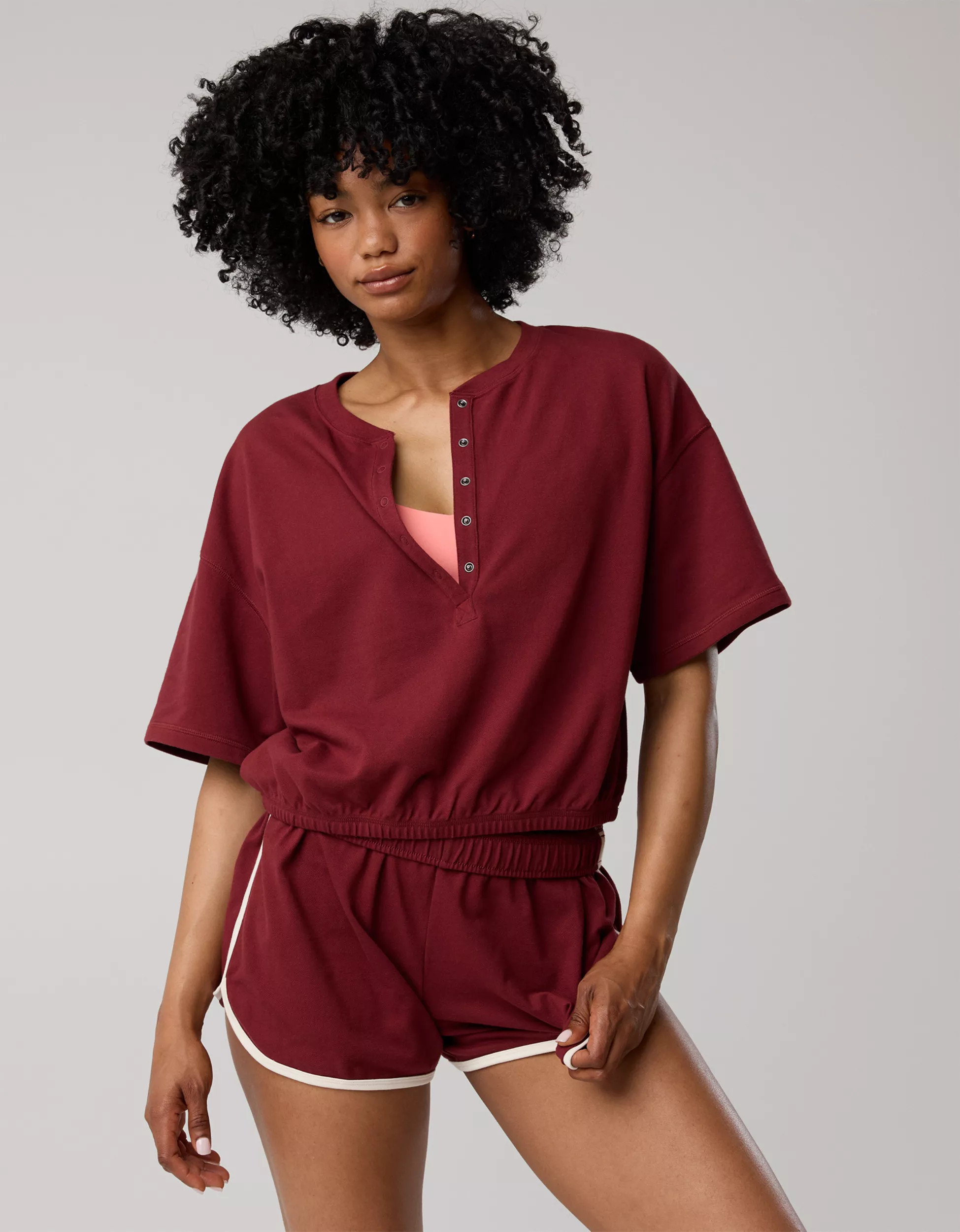 OFFLINE By Aerie Pique Henley Short Sleeve T-Shirt | Aerie