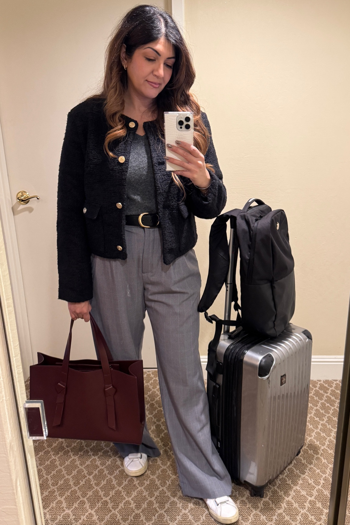 Work trip. Traveling in my favorite work pants and luggage. Corporate work wear 


#LTKWorkwear #LTKTravel #LTKMidsize