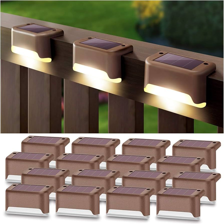 DenicMic 16 Pack Fence Post Solar Lights for Patio Pool Stairs Step and Pathway, Weatherproof LED... | Amazon (US)