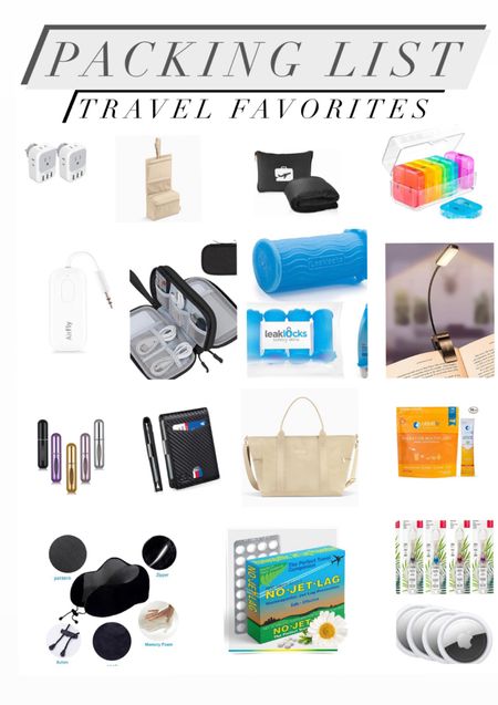 A few of my travel must haves: Canvelle weekender tote and hanging toiletry bag CODE: SPOILEDHOME15 for 15% off); AirTags for luggage; eversnug blanket; best memory foam pillow folds compactly; daily pill organizer; leak locks for liquid; travel adapter (make sure you have the right one for location: type E for Paris); Book light; no jet lag; airfly pro; electronic organizer; Liquid IV immune; ID lock slim wallet; travel toothbrush that folds; portable refillable perfumes 

#LTKstyletip #LTKunder50 #LTKtravel