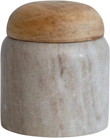 Creative Co-Op Modern Marble Wood Lid, Natural Canister | Amazon (US)