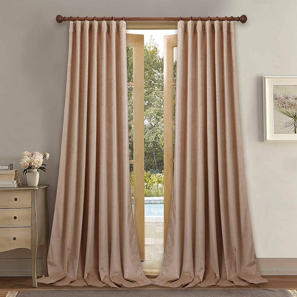 StangH Blush Velvet Curtains 108 Inches - Softness Velvet Fabric Kids Room Curtain Panels Room Da... | Amazon (US)