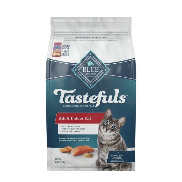 Blue Buffalo Tastefuls Indoor Natural Adult Dry Cat Food, Salmon 5lb bag | Walmart (US)