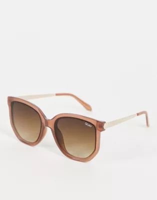 Quay Coffee Run womens cat eye sunglasses in beige | ASOS | ASOS (Global)
