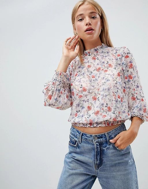 New Look metallic floral blouse | ASOS UK