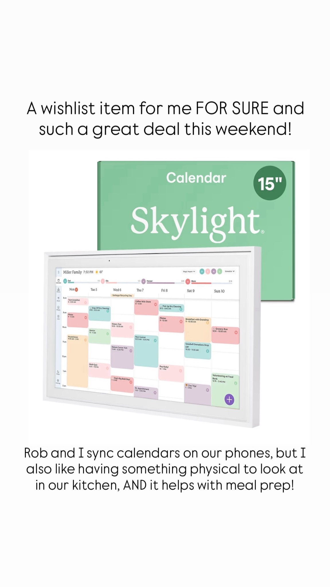 On my wish list! Having this digital calendar in our kitchen would be such a game changer, even though we already have synced calendars on our phones. Sometimes just seeing it physically in front of you is helpful! Plus it helps with meal prep! Total win at this price!

#LTKmomlife #LTKHome #LTKCyberWeek