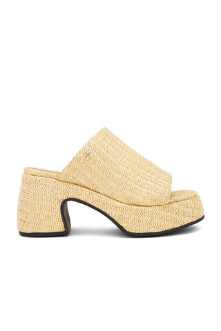 Ganni Butterfly Platform Sandal in Nature - Tan. Size 40 (also in 36, 37, 38). | FWRD 