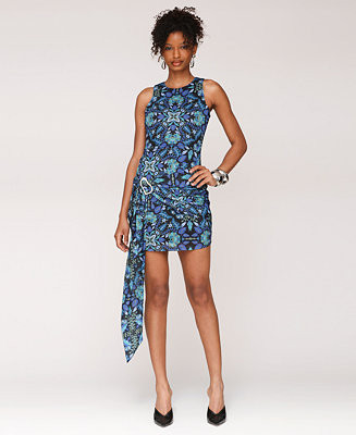 Avec Les Filles Women's Printed Asymmetric-Drape Sleeveless Mini Dress - Macy's | Macy's