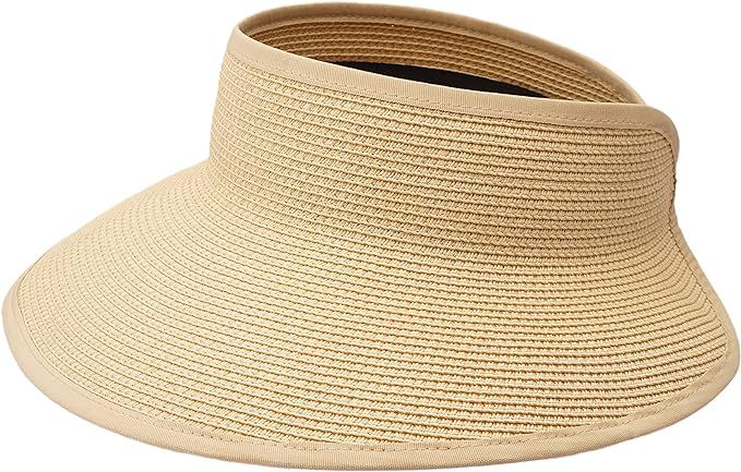 Joywant Sun Visor Hats for Women, Women's Summer Ponytail Foldable Straw Beach Hat with UPF 50+ | Amazon (US)