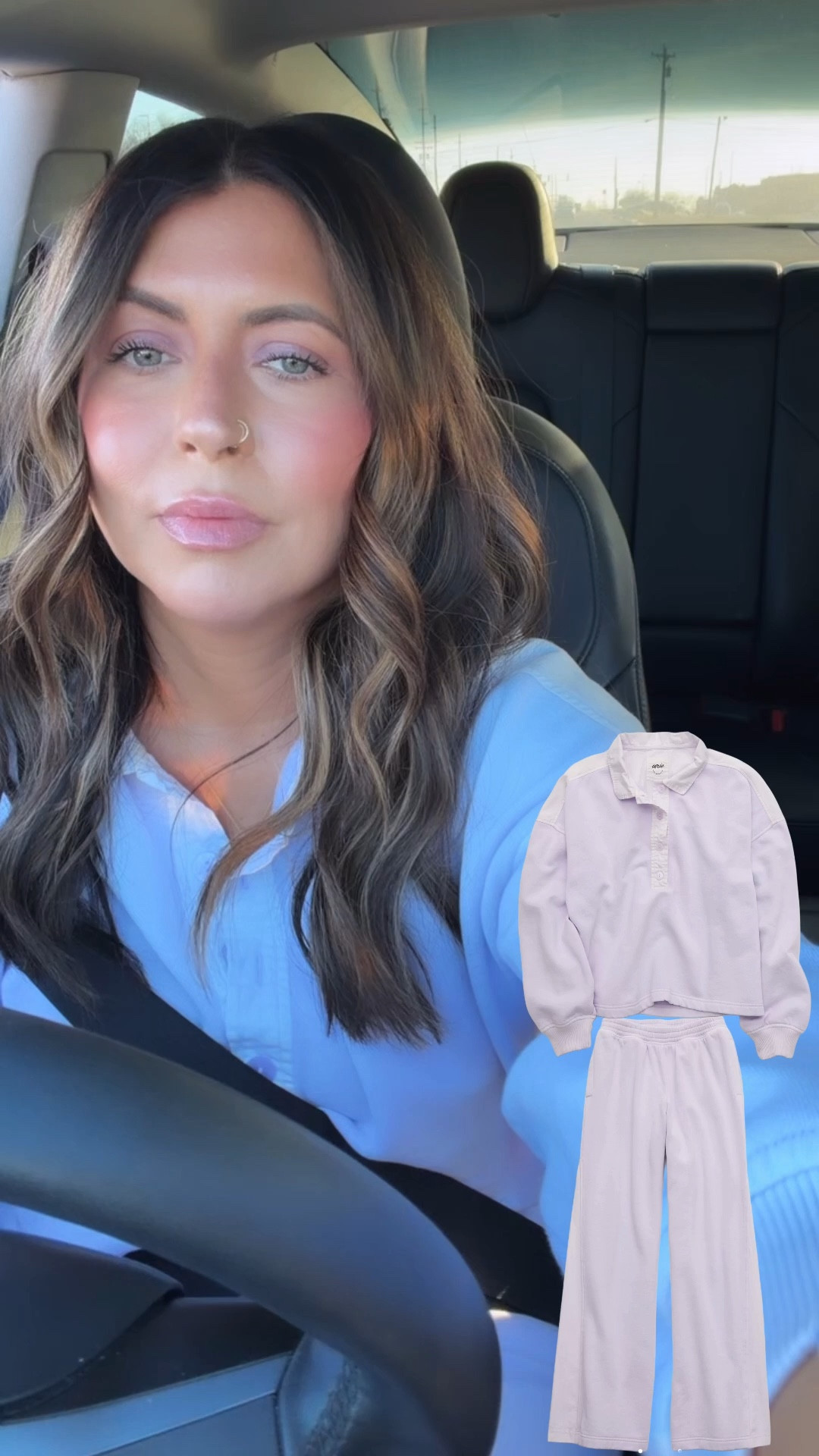 The prettiest purple set for transitioning into spring. 
I am 5ft3, 145 pounds wearing a small in both. 

#LTKootd #LTKMidsize #LTKSeasonal