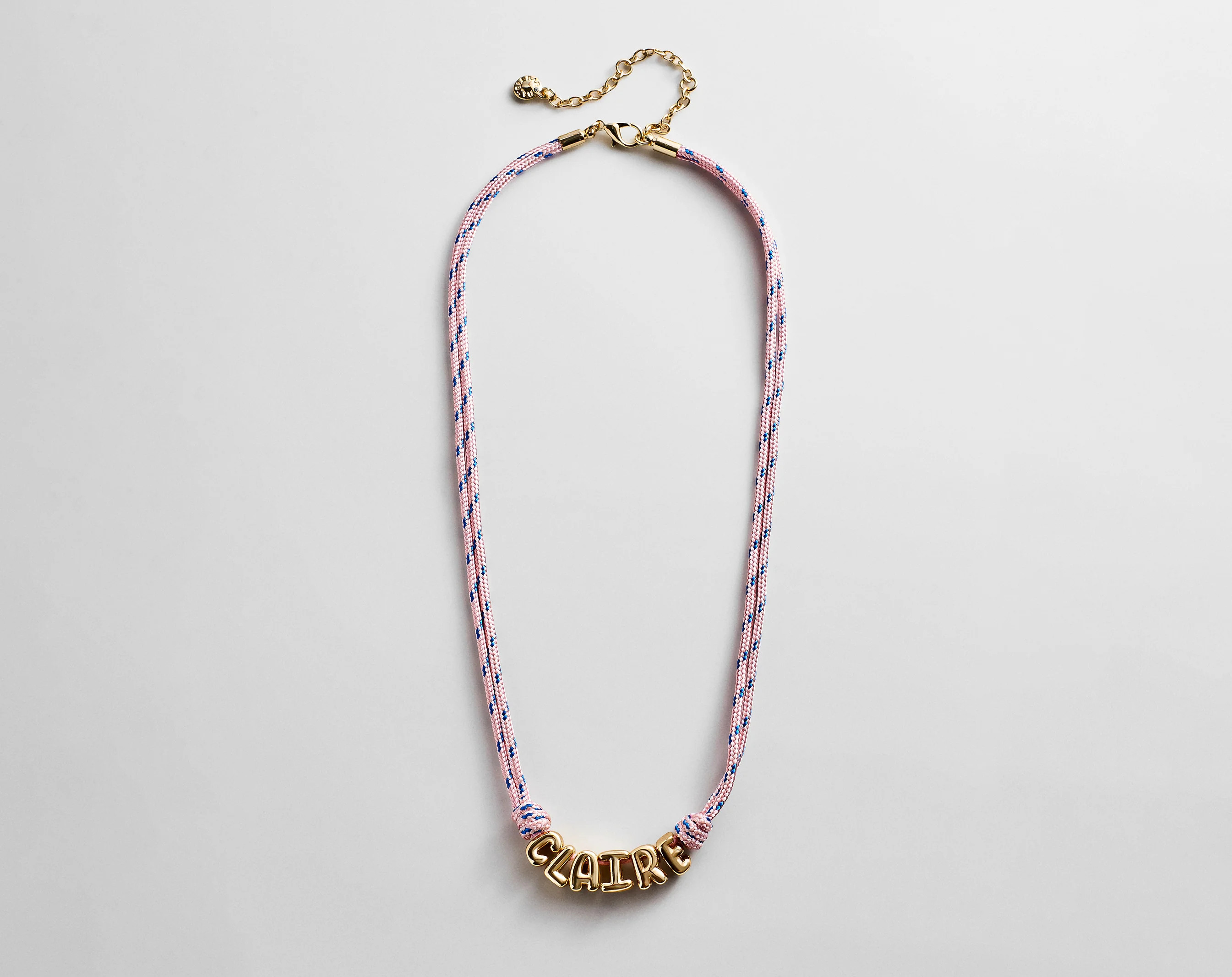Bubble Letter Custom Paracord Necklace - Soft Pink | BaubleBar
