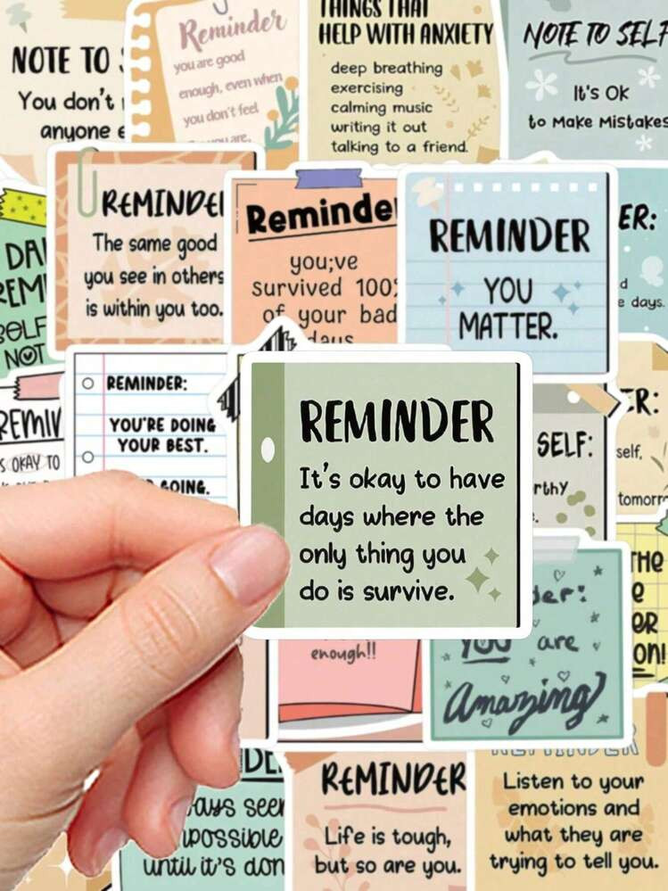 50pcs Cartoon Doodle Reminder Note Stickers For DIY Decoration On Laptop, IPad, Guitar, Water Bot... | SHEIN