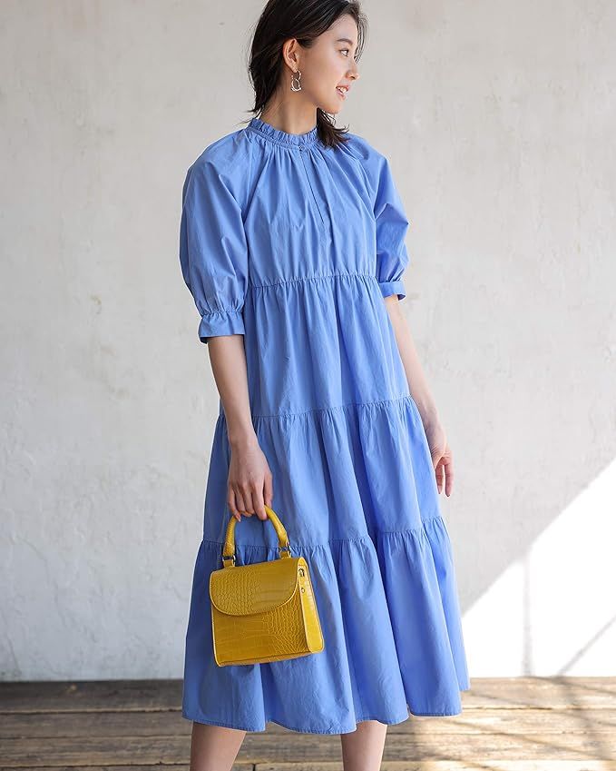 The Drop Women's Cornflower Blue Ruffle-Neck Midi Dress by @asahina_aya | Amazon (US)